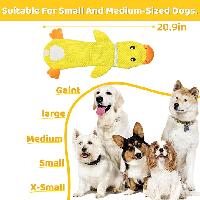 2 Pack Dog Toys for Aggressive Chewers, No Stuffing Plush Squeaky Duck Interactive Puzzle Toys with Treat Pockets for Small Medium Dogs