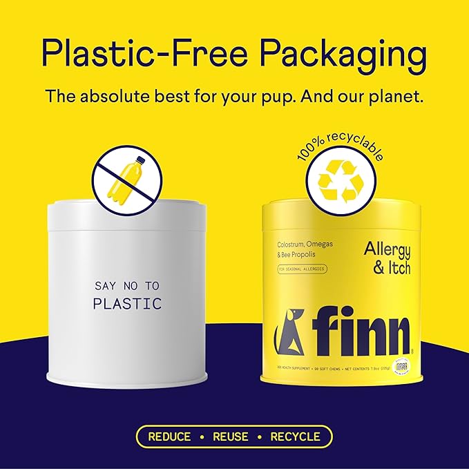 Finn Allergy & Itch for Dogs | Daily Support for Itchy Skin, Immune Health & Seasonal Allergies from Colostrum, Bee Propolis + Probiotics | 90 Soft Chews