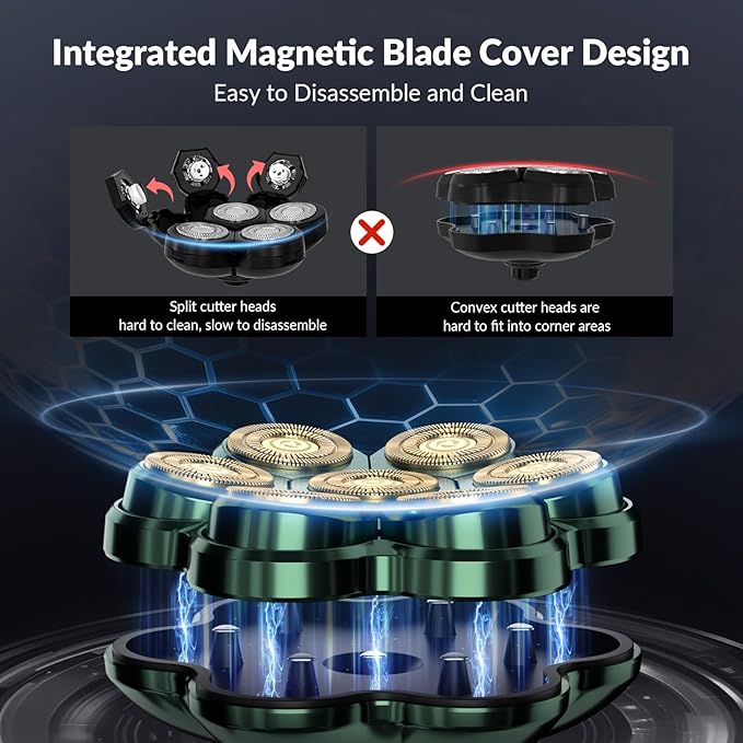 Head Shavers for Bald Men - 7D Arc Electric Razor with Magnetic Detachable Head, Waterproof Wet Dry 5-in-1 Electric Shaving & Grooming Kit, LED Display Rechargeable Head & Body Hair Shaver