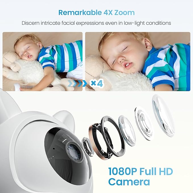 ieGeek 1080P Baby Monitor with 2 Cameras | 4.3" Split-View for Twins Nursery | Night Vision, Sound & Motion Alerts, 2-Way Talk, Pan-Tilt-Zoom | Secure Local Monitoring with Free App, No Monthly Fee