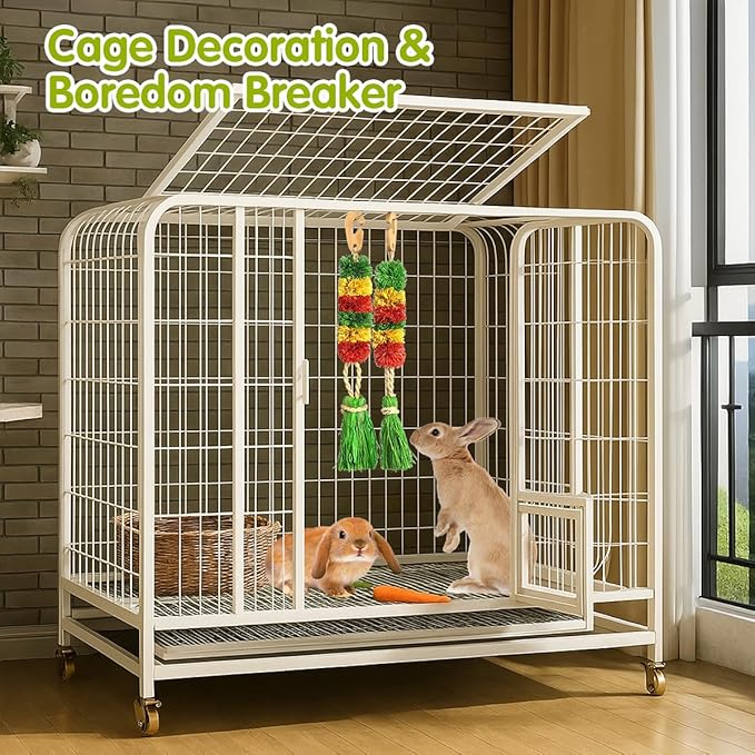 Abizoo Bunny Cage Hanging Rabbit Toys for Bunny Boredom, Habitat Decor & Boredom Breaker for Rabbit Guinea Pig Hamster Chinchilla Gerbils Bird and Other Small Animals