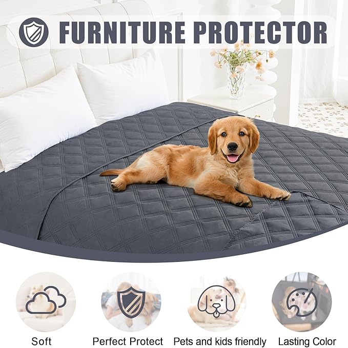 Smiry Waterproof Dog Bed Cover Blanket 30x53, Soft Reversible Pet Blanket, Washable Leakproof Cats Dogs Couch Cover for Sofa, Couch, Furniture, Lattice, Dark Grey/Dark Grey