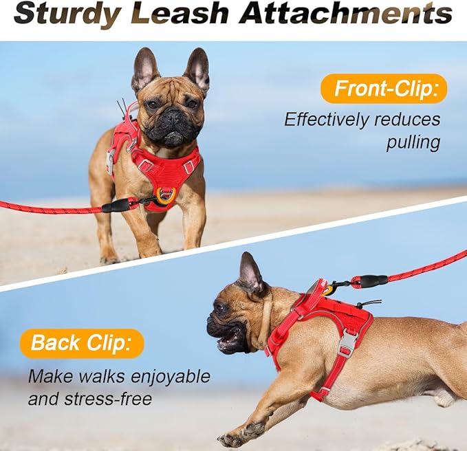 BARKBAY Service Dog Vest Tactical Dog Harness Medium Large Sized Dog Tags Personalized No Pull Adjustable Harness Reflective K9 Working Training Easy Control Military Molle System(Red,M)