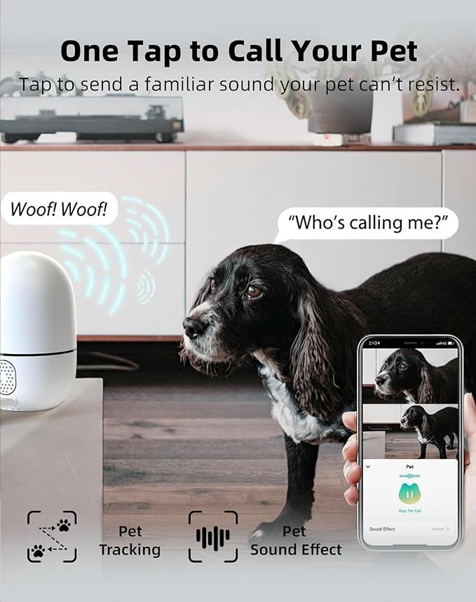 virtavo XD1 Indoor Security WiFi Camera, No Subscription Required, Dual-Lens 360° PTZ Baby Monitor & Pet Cam, Motion Tracking, 2-Way Audio, Night Vision, Cloud/SD Storage, Plug-in Power 2PACK