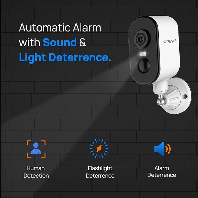 Waggle 4G LTE Security Camera for RV Safety | No WiFi Needed | 2K HD, 9000mAh Battery, Night Vision, 2-Way Talk & Siren Alarm | Ideal for RVs, Indoor/Outdoor Monitoring - Subscription Required