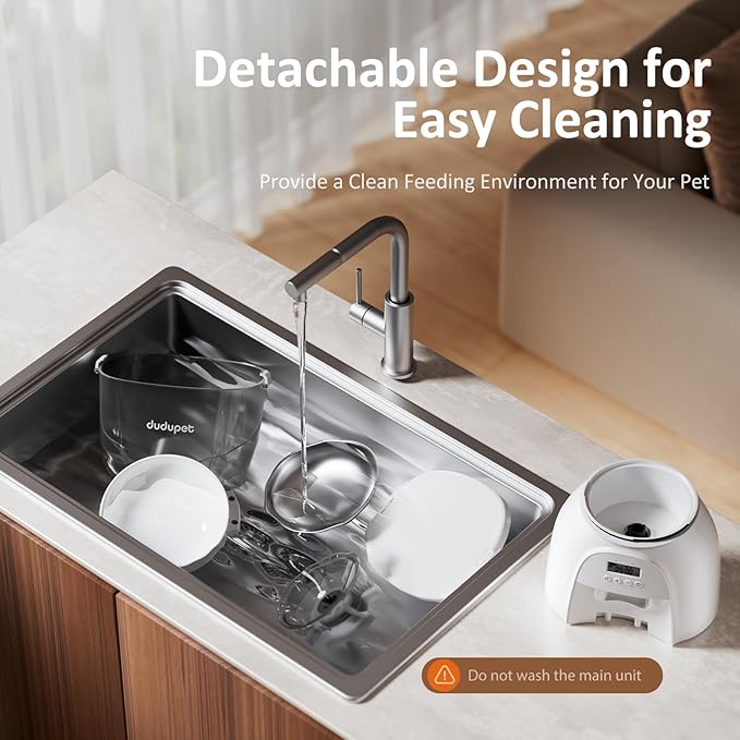 5L/21 Cup Automatic Cat Feeder, Timed Cat Food Dispenser, Automatic Pet Feeders Up to 6 Meals 1-20 Portion, Dual Power Supply Cats Feeder with Stainless Steel, Pet Dry Food Dispenser for Cats & Puppy