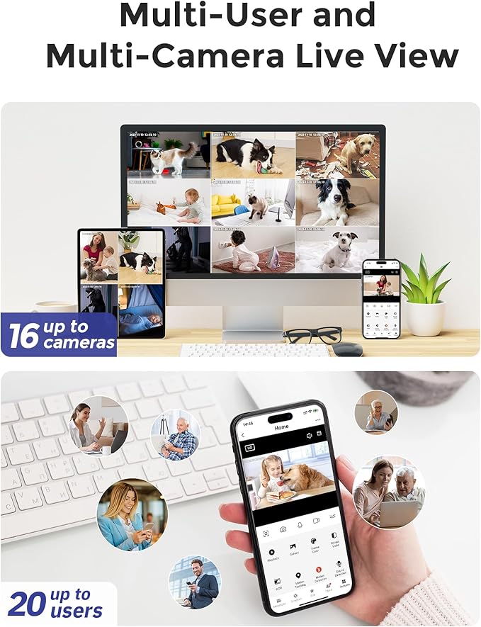 Hugolog 4K 8MP Indoor Pan/Tilt Security Camera with Auto-Focus,Ideal for Baby Monitor/Pet Camera/Home Security,Starlight Color Night Vision,Human/Pet AI,Two-Way Audio,US Cloud,Compatible with Alexa