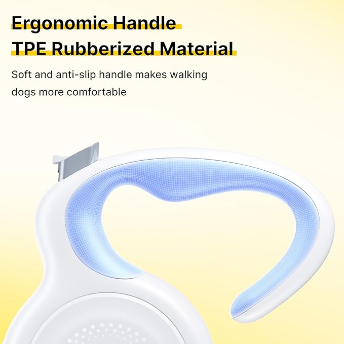16Ft Auto-Brake Retractable Dog Leash for Middle Large Dogs 360° Tangle-Free Strong Nylon Tape and Ergonomic Anti-Slip Soft Handle One-Handed Brake Pause Lock