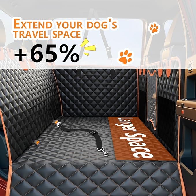 Back Seat Extender for Dogs,Car Seat Protector,Dog Car Seat Cover for Back Seat with Hard Bottom Holds 500 lbsWaterproof Extender for Dogs,Pet Bed for Full Size F150/RAM1500/Silverado Crew Cab Pickup