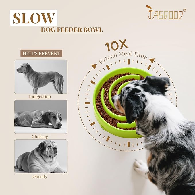 JASGOOD Slow Feeder Dogs Bowl for Large Medium Dogs,Anti-Gulping Pet Slower Food Feeding Bowls Stop Bloat,Preventing Choking Healthy Design Dogs Bowl