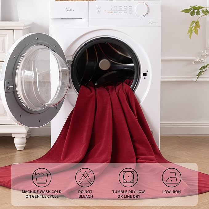QiyI Waterproof Blanket for Bed Couch Sofa, Small Washable Reversible & Reusable Pet Dog Cat Throw Blanket, Leakproof Stain Resistant Sofa Cover, 40"x60", Burgundy/Pink