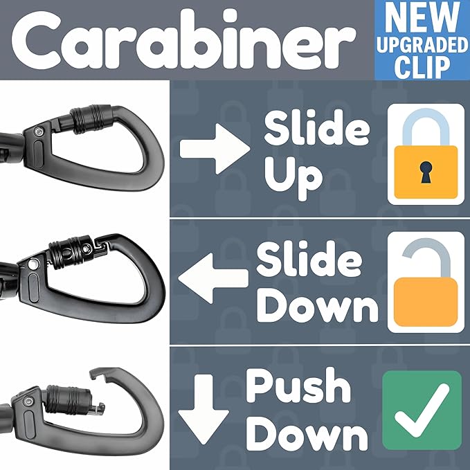 6 Foot Dog Leash, Two Extra Padded Handles, Locking Carabiner Clip, Reflective for Night Visibility, Weatherproof, Heavy Duty Rope Leash, Roam Gear (Black)