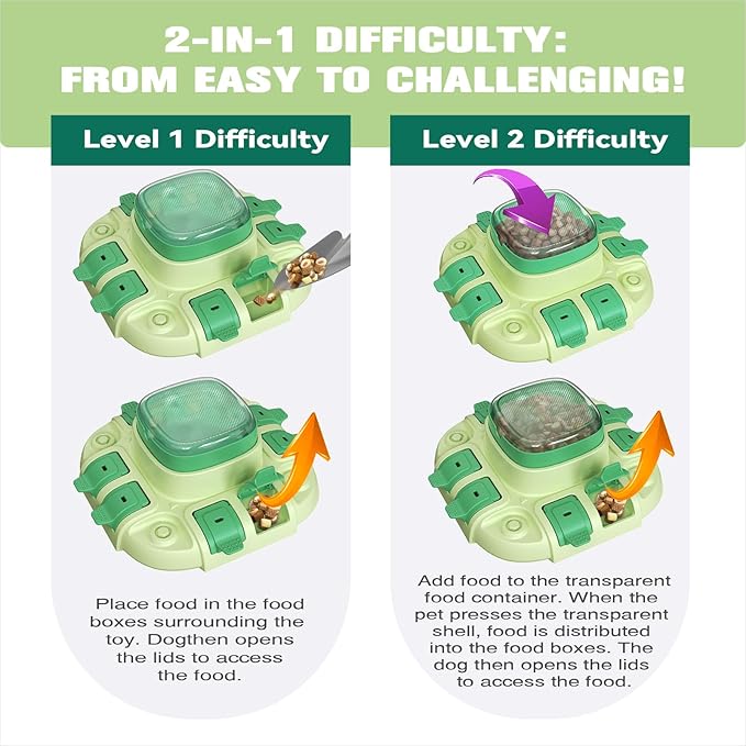 KADTC 2 Levels of Challenge Dog Puzzle Toy for Small/Medium/Large Dogs Treat Puzzles Feeder Food Dispenser Slow Enrichment Feeding Puppy Mental Stimulation Toys Brain Game Christmas & New Year Gift