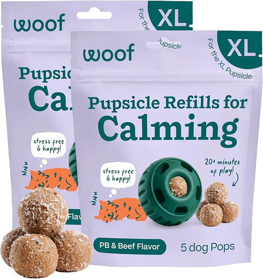 WOOF Pupsicle Refill Pops for Calming - Long-Lasting Refills for The Pupsicle Toy to Promote Calm - Calming Dog Treats - Magnesium for Dogs- XL Pops - 5 Count - 2 Pack