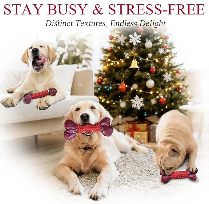 Apasiri Dog Toys for Aggressive Chewers with Beef Flavor: 4-Pack Dog Bones for Large Dogs, 8" Chew Toys Long-Lasting, Tough Nylon & Rubber Dogs Toys