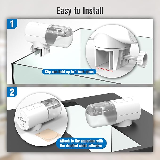 Automatic Fish Feeder Dispenser for Aquarium, 200ml Large Capacity Auto Turtle Fish Feeder for Small Tank, Battery Powered Food Feeding Timer for Flakes Pellet Vacation, Batteries Included