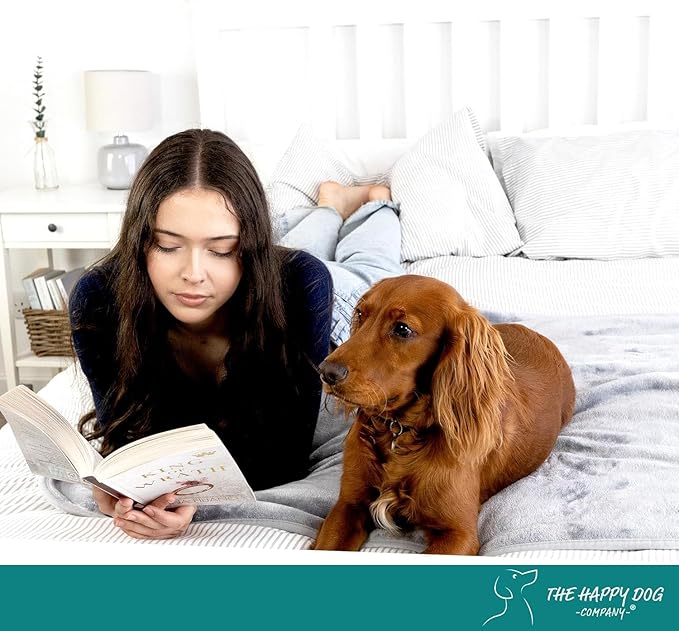 100% Waterproof Dog Blankets for Large Dogs – Soft Fleece, Washable Pet Throw for Couch, Car, Bed & Furniture Protection, Soft Fluffy Reversible Blanket, 40”x47”, Gray/White