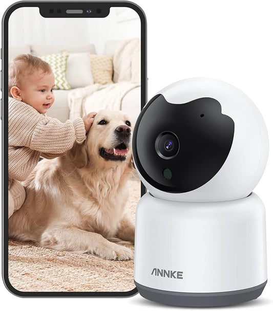 ANNKE 2K Pet Camera Indoor with Phone App, 360 Pan/Tilt WiFi Camera with Human Motion Detection, 2-Way Audio, Night Vision, Baby Camera Monitor for Home Security, 2.4Ghz WiFi,Cloud/SD Storage-MIPC App