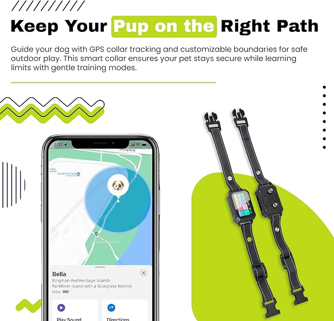 Customizable GPS Dog Collar Fence System, Waterproof LCD Collar & – Wireless Dog Fence, Wireless Pet Collar & App-Controlled Dog Training Collar