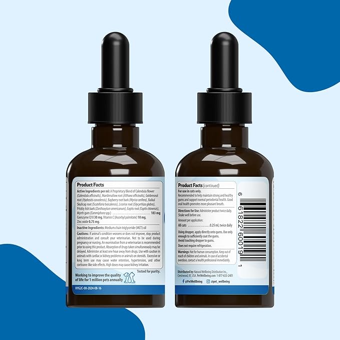 Pet Wellbeing - Healthy Gums for Cats - Natural Support for for Healthy Gums, Teeth and Breath in Felines - 2oz (59ml)