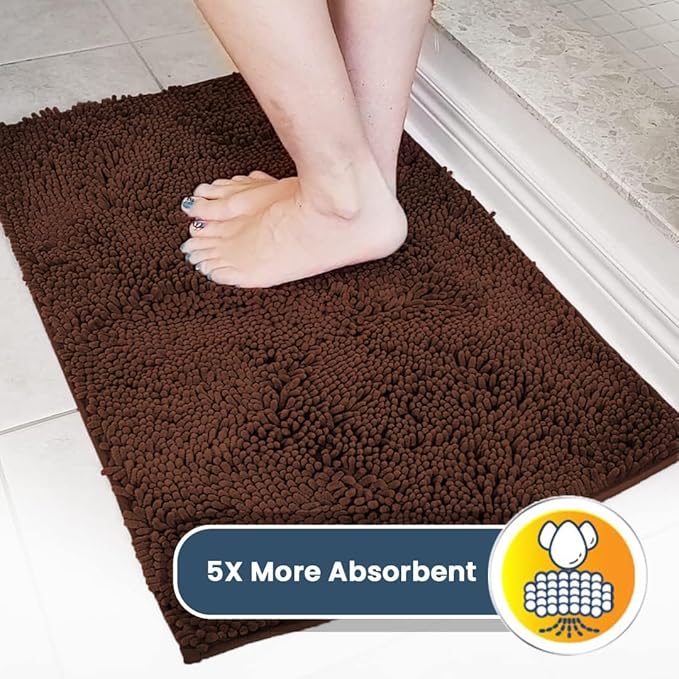 Muddy Mat® Shown on TV – Super Absorbent Microfiber Dog Door Mat for Muddy Paws, Non-Slip Washable Pet Rug, Quick Dry Chenille Entryway Carpet, Machine Washable Indoor Outdoor mat, Brown 59"x35"