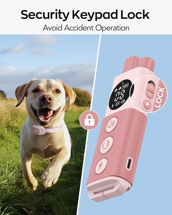 Jugbow Shock Collar for Dogs - 4200FT Remote Training Collar for 15-120lbs Small Medium Large Dog, LED Light & Waterproof Electric Collars with 3 Training Mode for All Breeds (Pink)