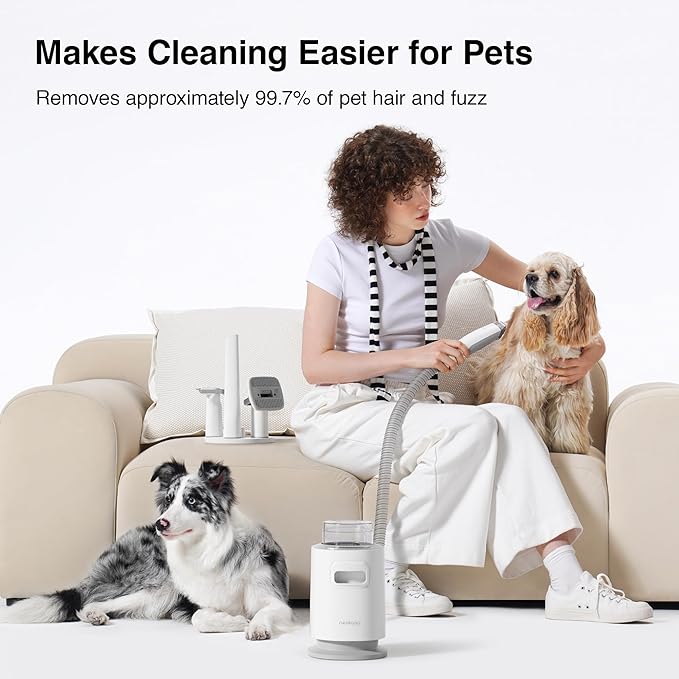 Neakasa 5 in 1 P0 Pro Dog Grooming Vacuum with Stand, 6.6lbs Lightweight Pet Grooming Kit, Low-Noise Dog Clippers & Shedding Remover for Dogs and Cats