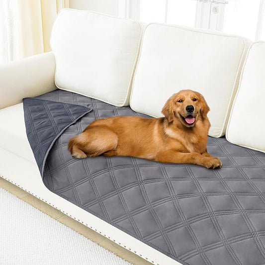 Smiry Waterproof Dog Bed Cover Blanket 40x80, Soft Reversible Pet Blanket, Washable Leakproof Cats Dogs Couch Cover for Sofa, Couch, Furniture, Lattice, Grey/Dark Grey