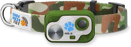 MS-5 Designer Series, Premium Performance Automatic Pet Door Collar by High Tech Pet Brand - Green/Camo Strap - Class A Battery Included - Stylish Design - Waterproof - Rugged - USA Support (Camo)