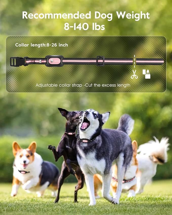 SLOPEHILL Dog Shock Collar,4200FT Dog Training Collar with Remote,IPX8 Waterproof E-Collar with Beep,Vibration,Shock,Flashing Light,No Shock Model,Electric Shock Collar for Dogs,Pink 2PCS
