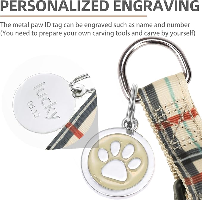 PUPTECK No Pull Dog Harness Soft Adjustable Basic Nylon Step in Puppy Vest Outdoor Walking with ID Tag, Plaid Beige, S