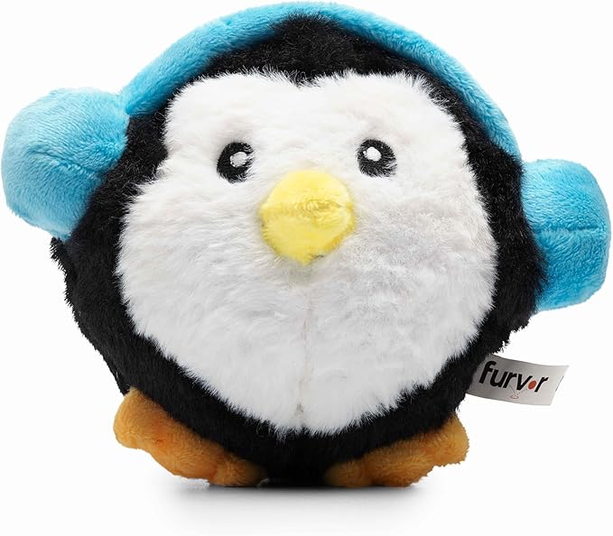 Flourish Pets 2 in 1 Christmas Multi-Layer Chew Toy for Active Dogs | Non-Toxic BPA Free Double Stitched Soft Fabric and Long-Lasting Dog Plush Toys (Penguin 3.5")