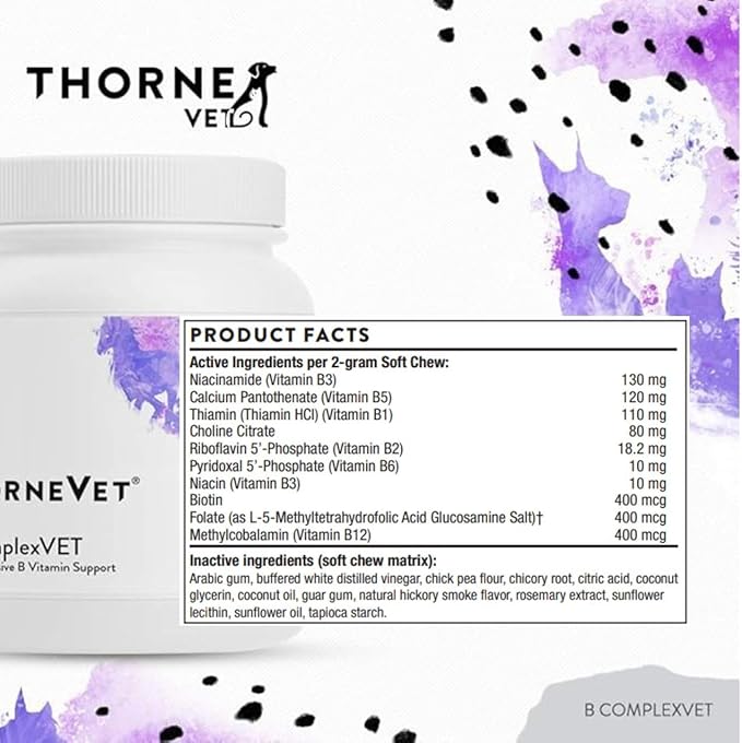 ThorneVET B ComplexVET – Vitamin B Complex Support for Dogs & Cats - 60 Soft Chews