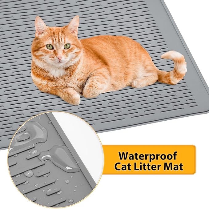 Cat Litter Mat,Waterproof Soft Litter Mat,39x27in Large Rubber Litter Box Mat,Washable Cat Litter Mat Litter Trapping Mat Easy to Clean,Indoor Floor Xl Kitty Litter Mat
