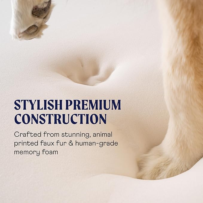 PupRug Orthopedic Dog Bed for Large Dogs with Fluffy Soft Faux Fur and Memory Foam for Joint Pain Relief, Machine Washable and Waterproof Couch Bed, Brown and White, Large/Extra Large