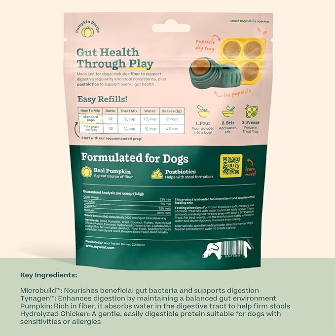 WOOF Dog Pupsicle Mix - Easy-to-Make DIY Pupsicle Refills - Tasty, Healthy Pupsicle Mix - Wholesome Ingredients - Long-Lasting Treats for Dogs - Balanced Belly Mix