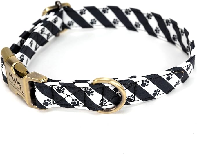 Personalized Dog Collar with Name and Phone Number Engraved,Adjustable Custom Puppy Collar,Organic Cotton Pet Collar for Small Medium Large Boy Girl Dogs