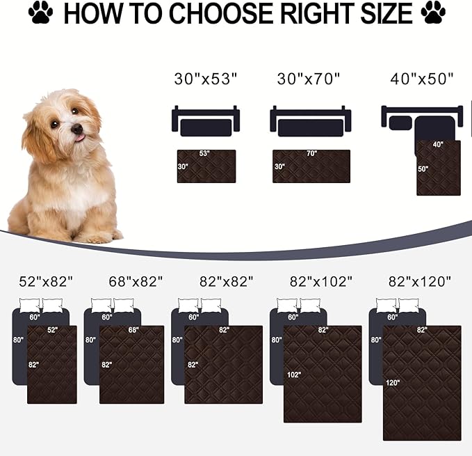 Smiry Waterproof Dog Blanket, 40x50 Inch Soft Pet Bed Cover Reversible, Washable Sofa Couch Furniture Protector for Small Medium Large Dog Puppy Cat, Geometric, Chocolate/Dark Grey