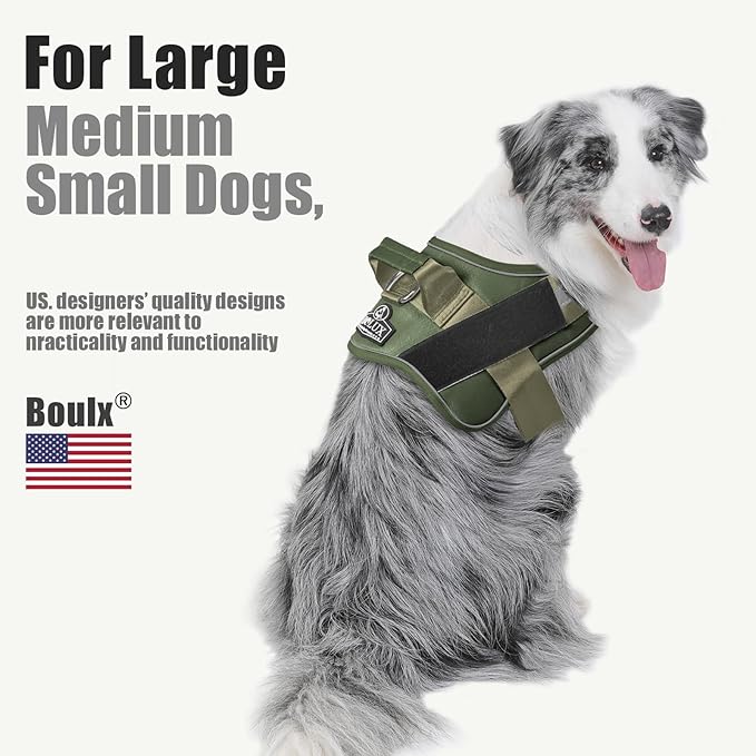 Bolux Dog Harness, No-Pull Reflective Dog Vest, Breathable Adjustable Pet Harness with Handle for Outdoor Walking - No More Pulling, Tugging or Choking