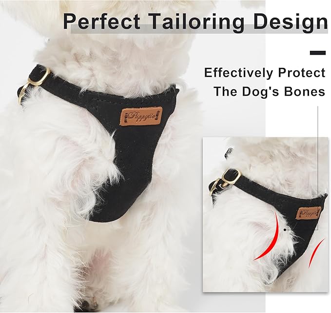 Puppytie No Pull xs Dog Harness with Multifunction Dog Leash,Soft Adjustable No Choke Escape Proof Pet Harness Vest,Black,XS