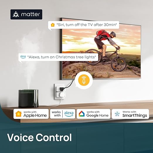 Linkind Matter Smart Plug with LED Night Light, Work with Alexa, Apple Home, Google, Smart Outlet 15A/1800W, Dusk to Dawn, Plug in Wall, Timer&Schedule, ETL&FCC Certified, 2.4GHz Wi-Fi Only, 4 Pack