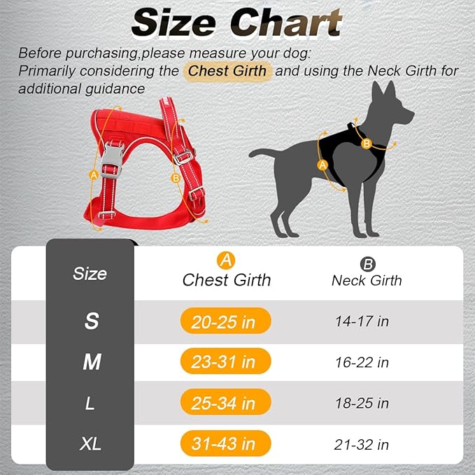 BARKBAY Service Dog Vest Tactical Dog Harness Medium Large Sized Dog Tags Personalized No Pull Adjustable Harness Reflective K9 Working Training Easy Control Military Molle System(Red,S)