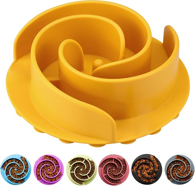 Slow Feeder Dog Bowls Insert, Animire Soft Silicone Slow Eating Dog Food Bowl for Small, Medium and Large Dogs, Compatible with Regular and Elevated Bowls