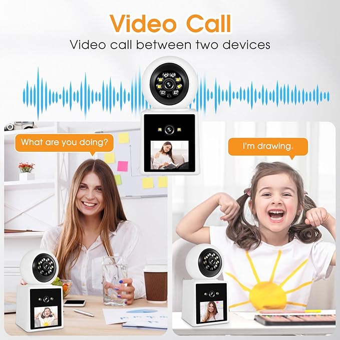 Two-Way Video Call Security Camera with HD Screen, 1080P Indoor Home Security Camera, Indoor House Sitter Camera, Baby/Elderly/Sitter/Dog/Pet Camera with Mobile Apps