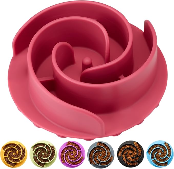 Slow Feeder Dog Bowls Insert, Animire Soft Silicone Slow Eating Dog Food Bowl for Small, Medium and Large Dogs, Compatible with Regular and Elevated Bowls