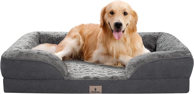 XL Orthopedic Dog Beds Large Sized Dog - Washable Large Dog Cat Bed Waterproof, Comfort Dogs Couch Sofa with Washable Removable Cover, Pet Bed with Nonskid Bottom, Dark Grey, 48"