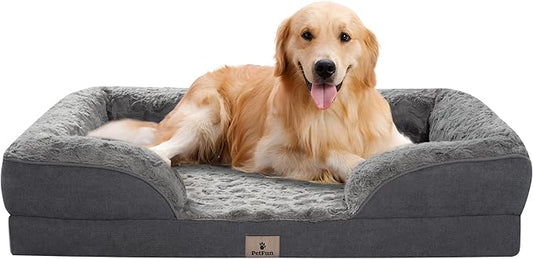 XL Orthopedic Dog Beds Large Sized Dog - Washable Large Dog Cat Bed Waterproof, Comfort Dogs Couch Sofa with Washable Removable Cover, Pet Bed with Nonskid Bottom, Dark Grey, 48"