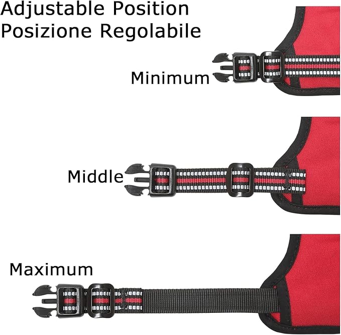 HEELE Dog Harness Medium No Pull Vest Harness Adjustable Reflective and Durable for Outdoor Training, Red, M