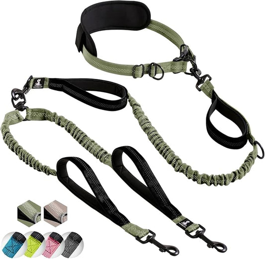 SparklyPets - Hands Free Dog Leash with Reflective Stitches - Waist Leash for Medium & Large Dogs Walking, Hiking, Training, Jogging, Canicross, Running