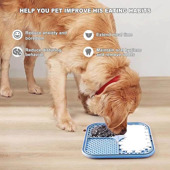 2 PCS Licking Mat for Dogs & Cats with Suction Cups, Dog Slow Feeder Lick Pat for Anxiety Relief, Dog Toys Feeding Mat for Butter Yogurt Peanut, Pets Bathing Grooming Training Mat (7.9''*7.9'')